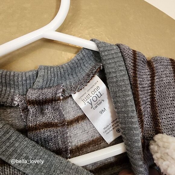 🏖 9M Carter's Super Cozy Woven Bear Onesie - Picture 3 of 4